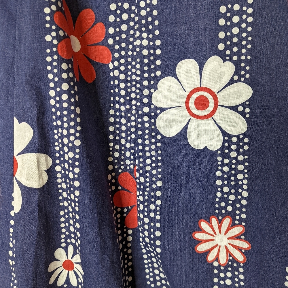 Vintage 70s Handmade Red White Blue Flower Power Maxi Skirt - Picture 3 of 10
